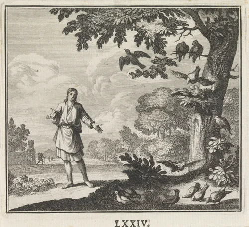 Embleem: mussen by Caspar Luyken, print, 1700