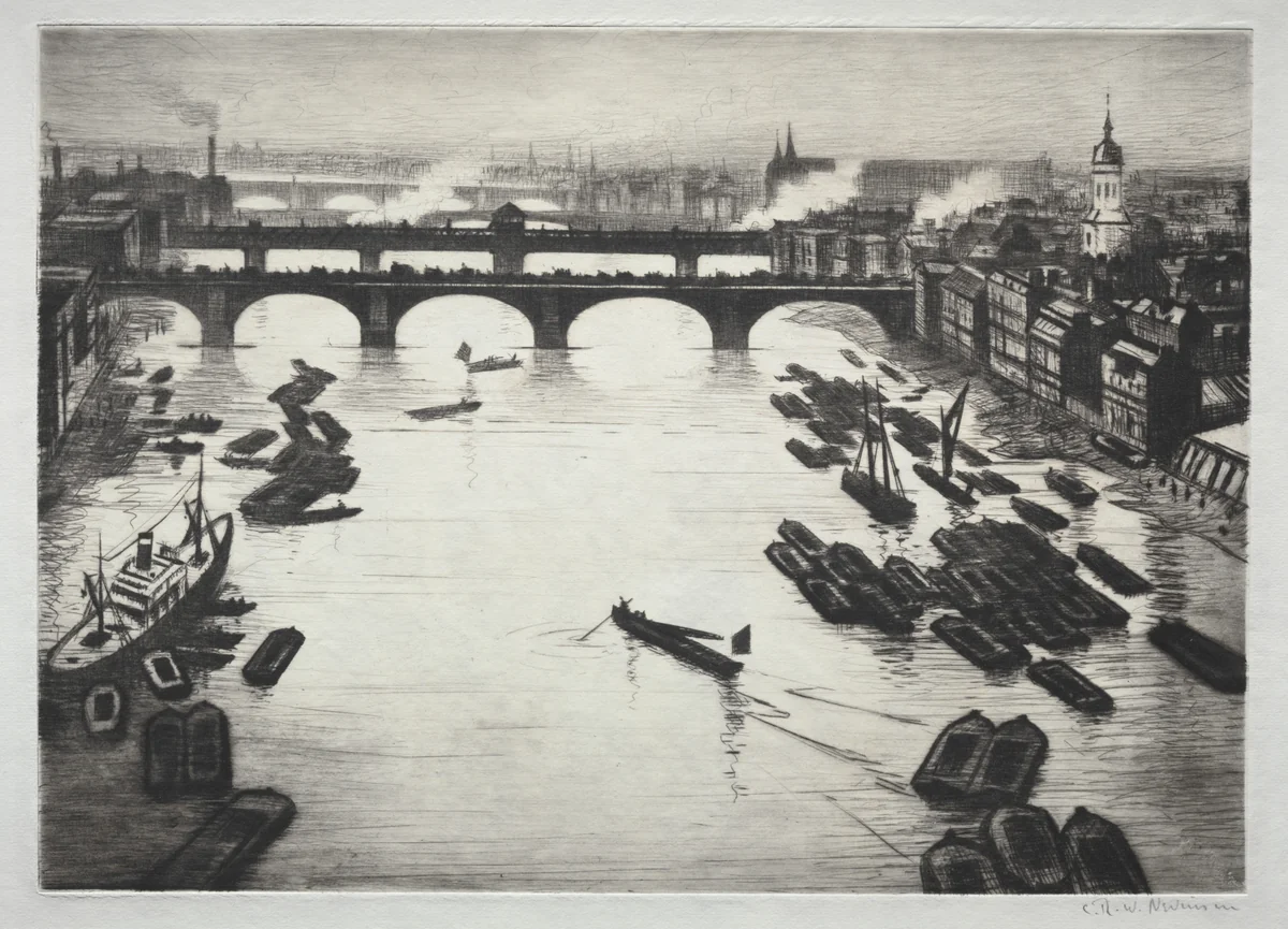 London Bridges by Christopher Nevinson, print, 1924