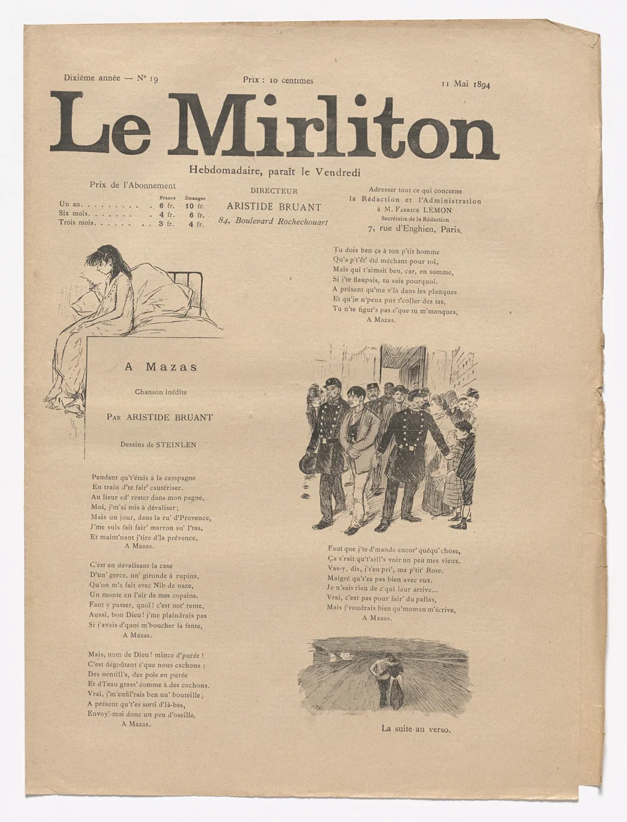Le Mirliton, no. 19 by Théophile-Alexandre Steinlen, periodical, 1894