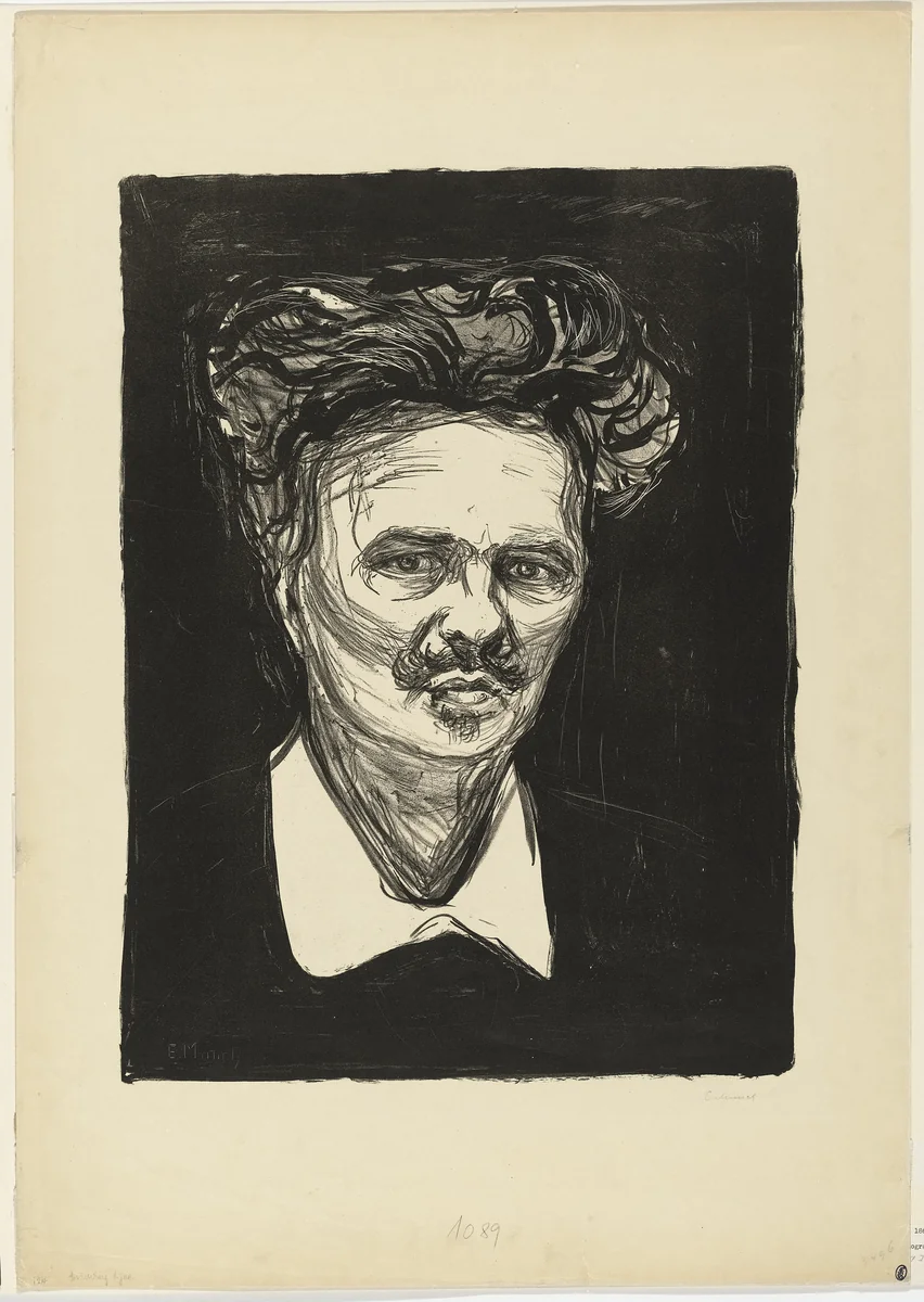Portrait of August Strindberg by Edvard Munch, print, 1896