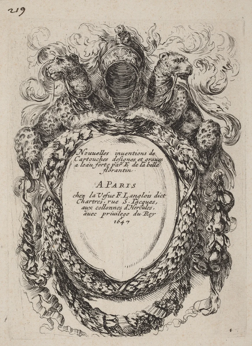 Title Page for "Nouvelles inventions de Cartouches" by Stefano della Bella, print, 1647