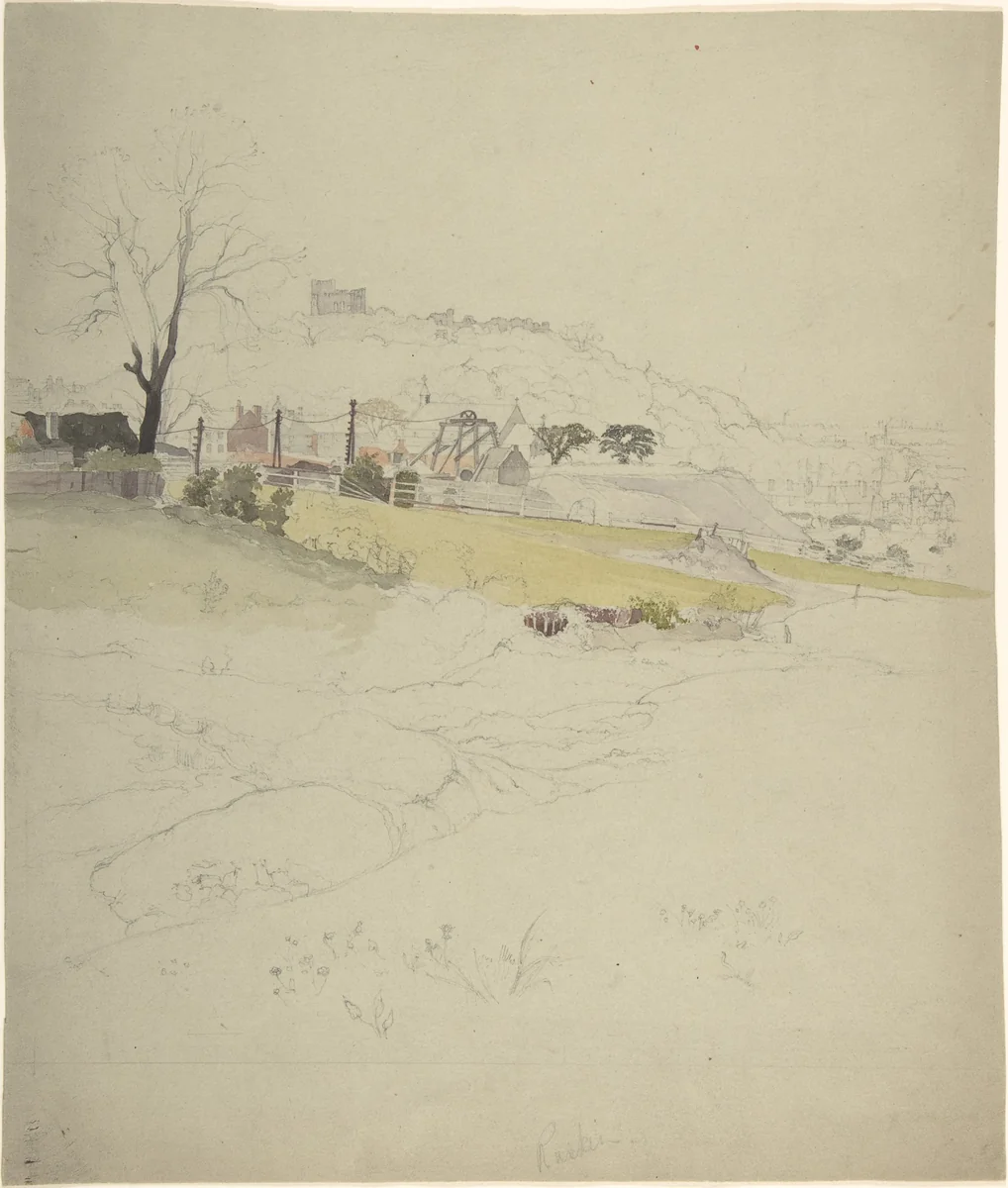 View of a colliery at the edge of a town by George Price Boyce, drawing, 1865-1875