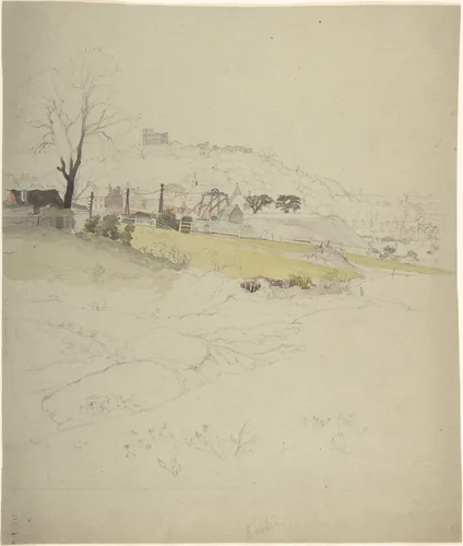 View of a colliery at the edge of a town by George Price Boyce, drawing, 1865-1875