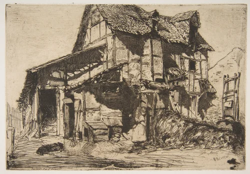 The Unsafe Tenement (The Old Farm) by James McNeill Whistler, print, 1858