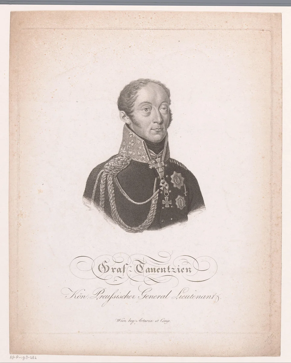 Portret van Friedrich Bogislaw Emanuel Tauentzien von Wittenberg by Johann Georg Mannsfeld, print, 1774-1817