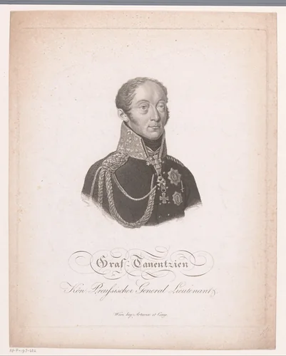 Portret van Friedrich Bogislaw Emanuel Tauentzien von Wittenberg by Johann Georg Mannsfeld, print, 1774-1817