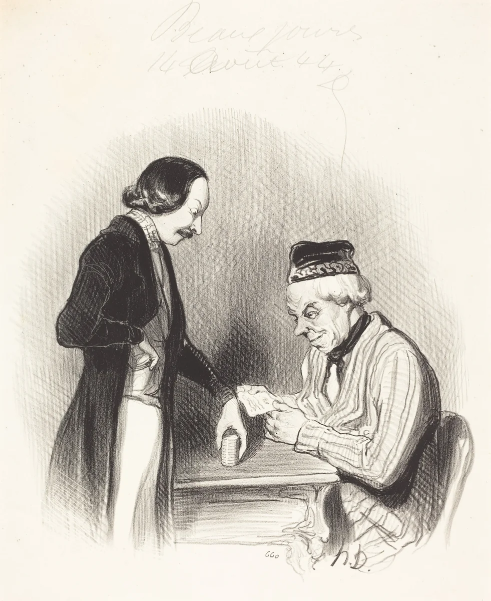 L'Escompte d'un billet by Honoré Daumier, print, 1844