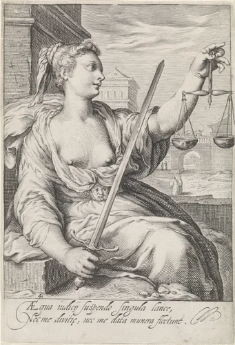 Rechtvaardigheid (Justitia) by Jacob Matham, print, 1597