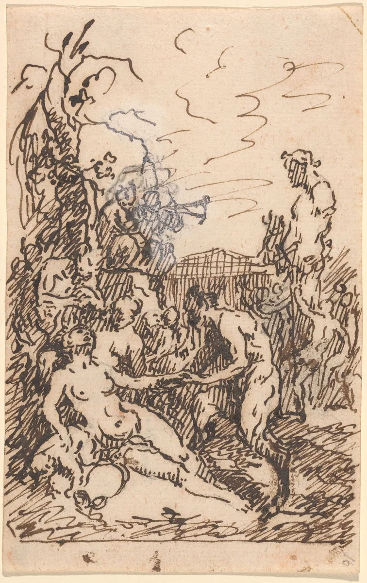 Satyrs and Nymphs by Martin Johann Schmidt, drawing, 1718-1801