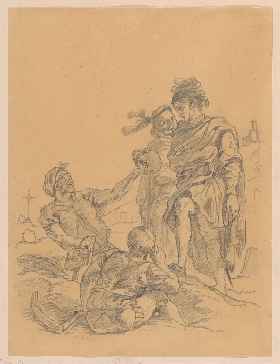 Alas! Poor Yorick by Eugène Delacroix, drawing, 1838-1848