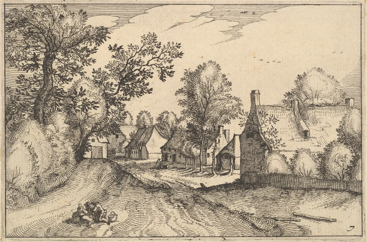 A Village Road, plate 7 from "Regiunculae et Villae Aliquot Ducatus Brabantiae" by Claes Jansz Visscher, print, 1605-1615