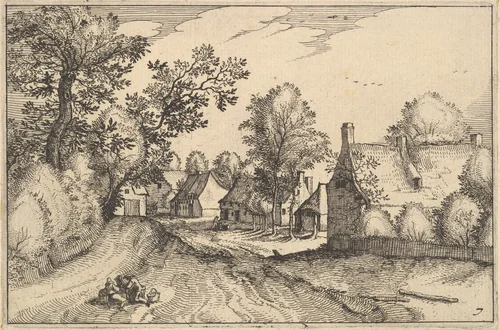 A Village Road, plate 7 from "Regiunculae et Villae Aliquot Ducatus Brabantiae" by Claes Jansz Visscher, print, 1605-1615