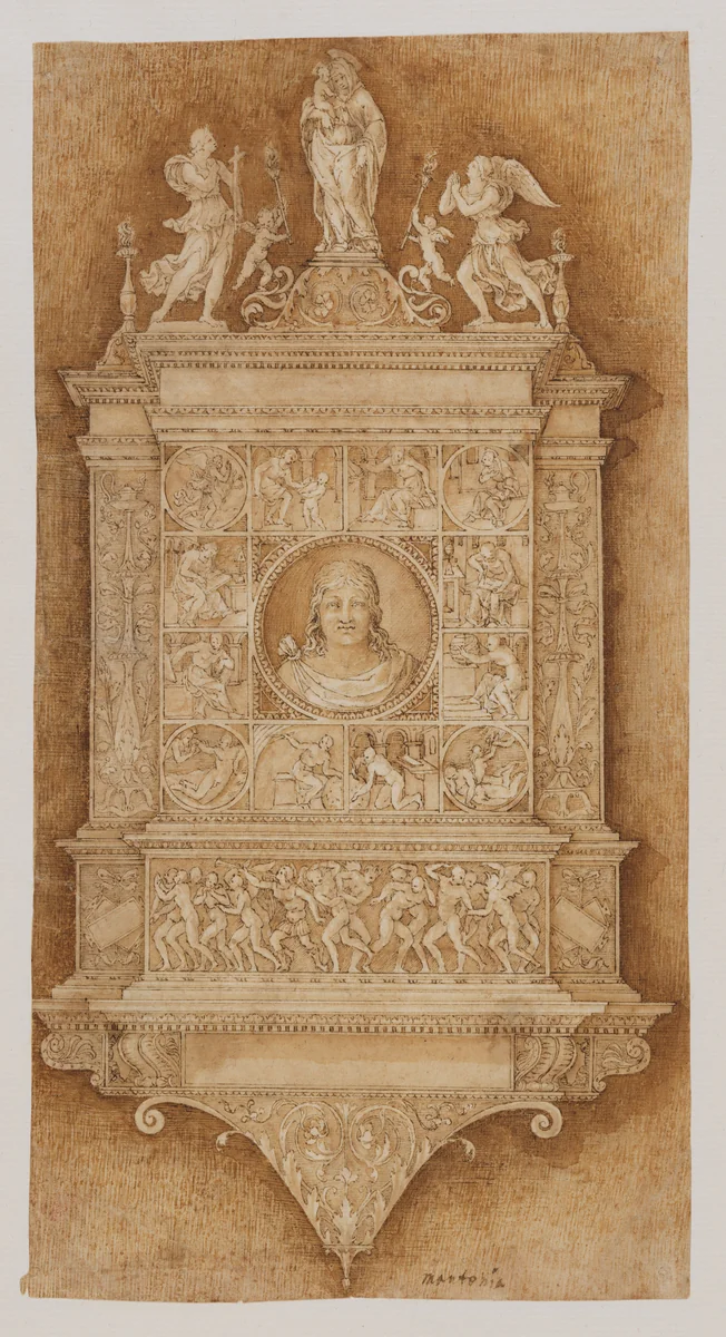 Design for a Funeral Monument by Italian Lombardy, drawing, 1500-1535