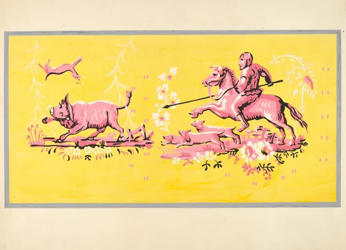 Bandbox Design - Hunting Scene by Harold Merriam, index of american design, 1936