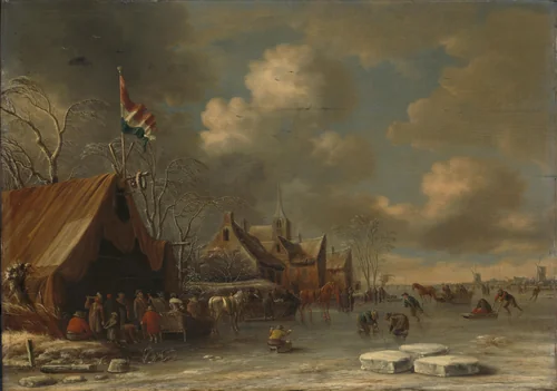 Enjoying the Ice by Thomas Heeremans, painting, 1677