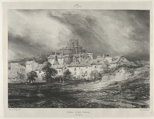 Pont-Gibaud Castle by Eugène Isabey, print, 1830