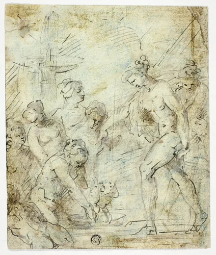 Mercury Entrusting Infant Bacchus to Nymphs by François Boitard, drawing, 1690-1715