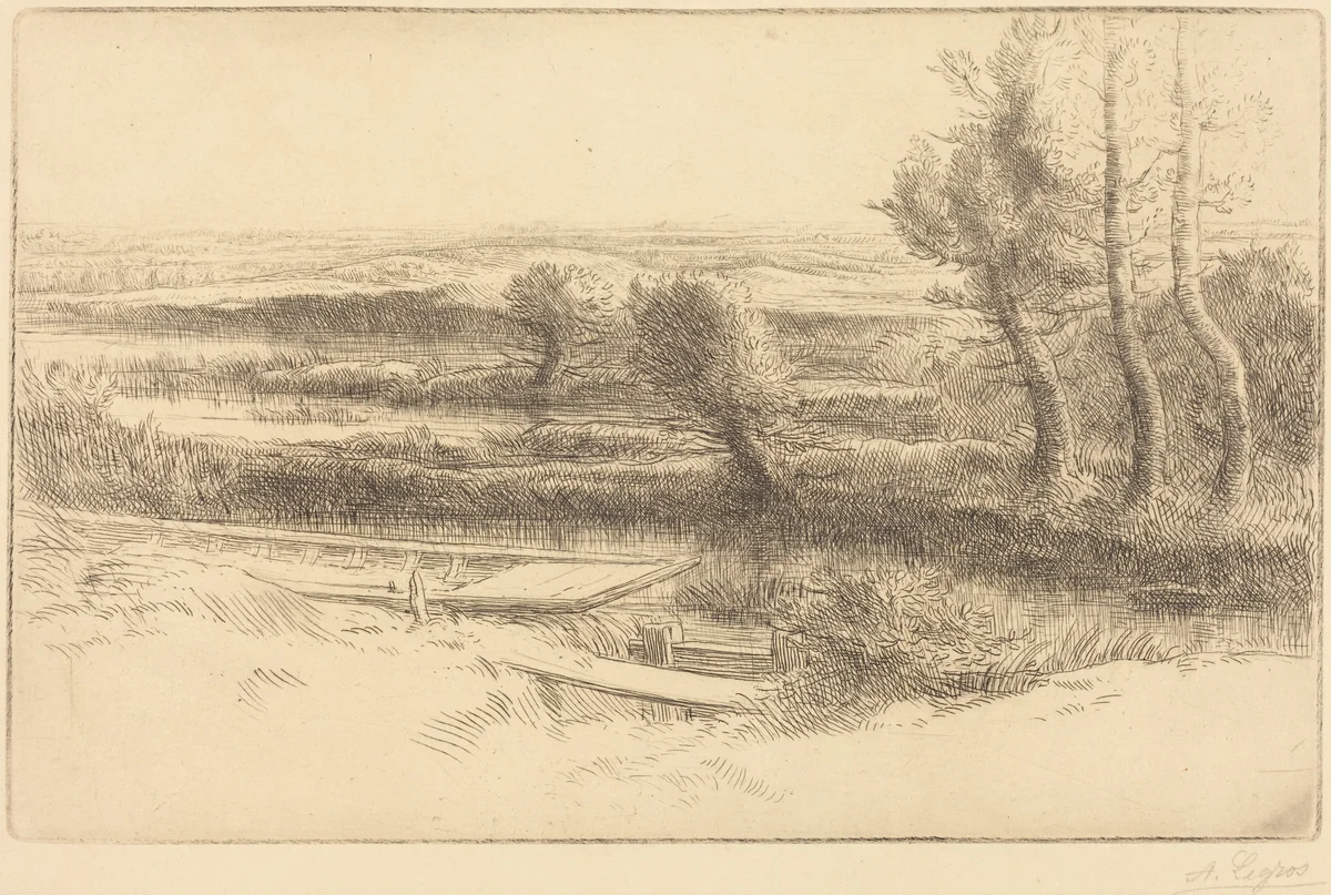 Landscape (Paysage) by Alphonse Legros, print, 1837-1911