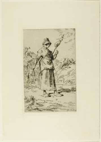 The Spinner by Jean-François Millet, print, 1868-1869