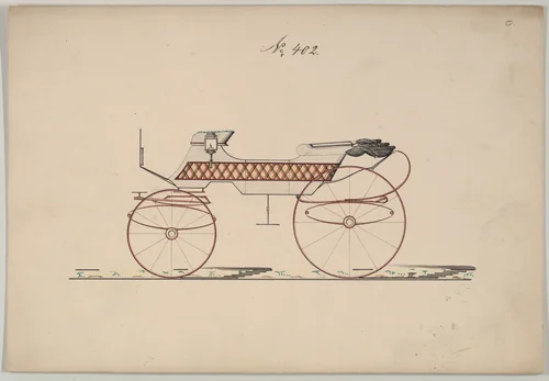 Design for Two Seat Phaeton, no. 402 by Brewster & Co., drawing, 1850-1874