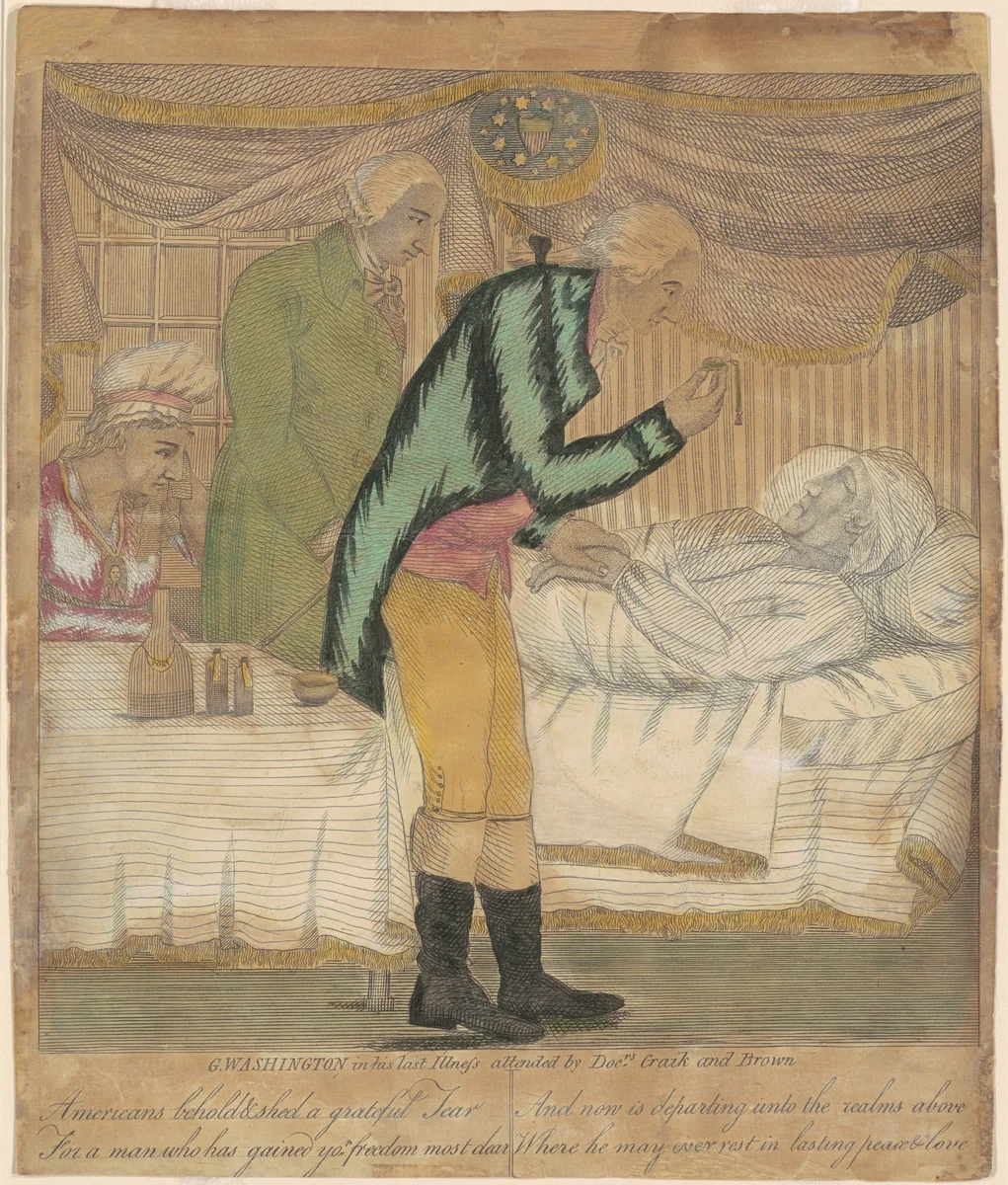The Death of George Washington by E. Pember and S. Luzerder, print, 1795-1805