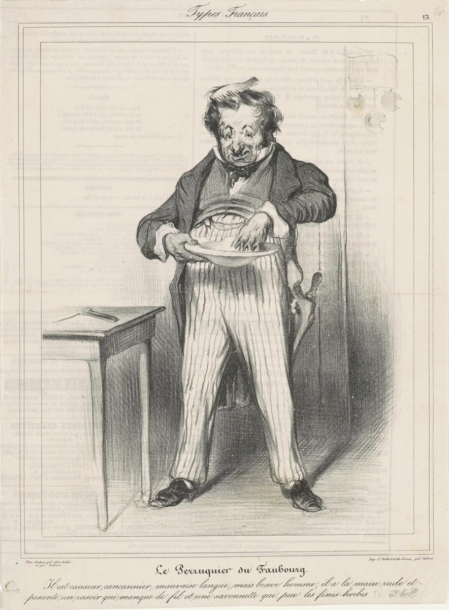 Le Perruquier du Faubourg by Honoré Daumier, print, 1836