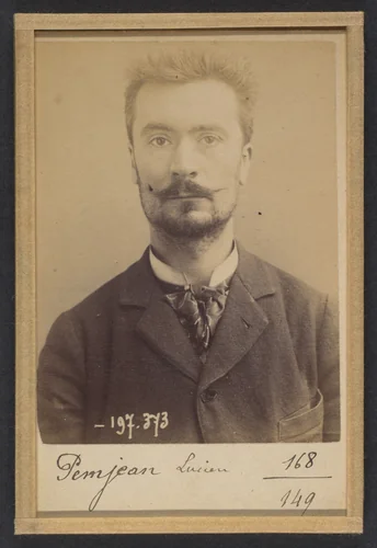 Pemjean. Lucien, Pierre. 32 ans, né à Lyon (Rhône). Publiciste. Anarchiste. 2/1/93. by Alphonse Bertillon, photograph, 1893