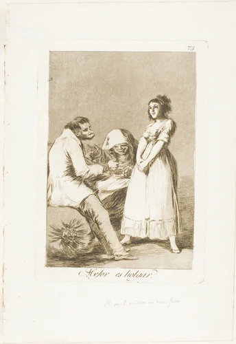 Is It Better To Be Lazy?, plate 73 from Los Caprichos by Francisco José de Goya, print, 1797-1799