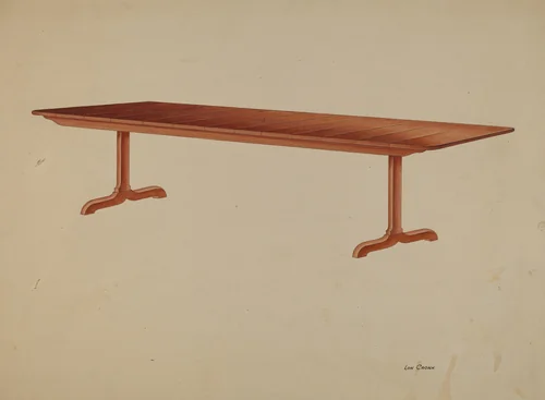 Shaker Refectory Table by Lon Cronk, index of american design, 1939