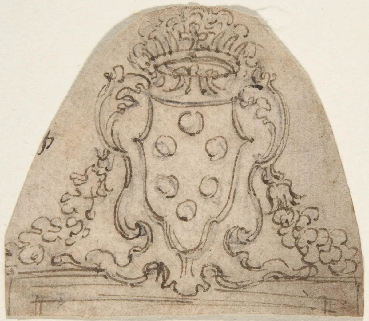 Medici Coat of Arms on top of a Window of Door Frame by Giovanni Battista Foggini, drawing, 1652-1725