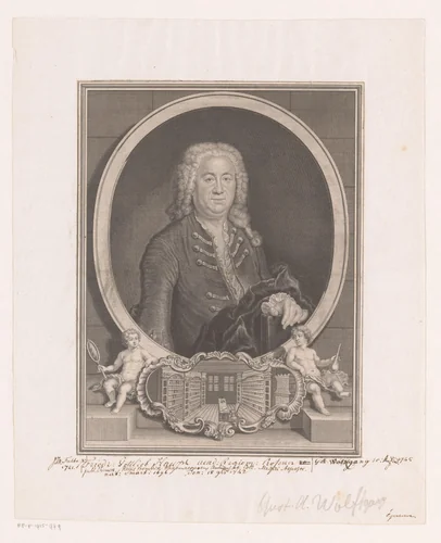 Portret van een man, mogelijk Friedrich Gottlieb Haupt by Gustav Andreas Wolfgang, print, 1730-1775