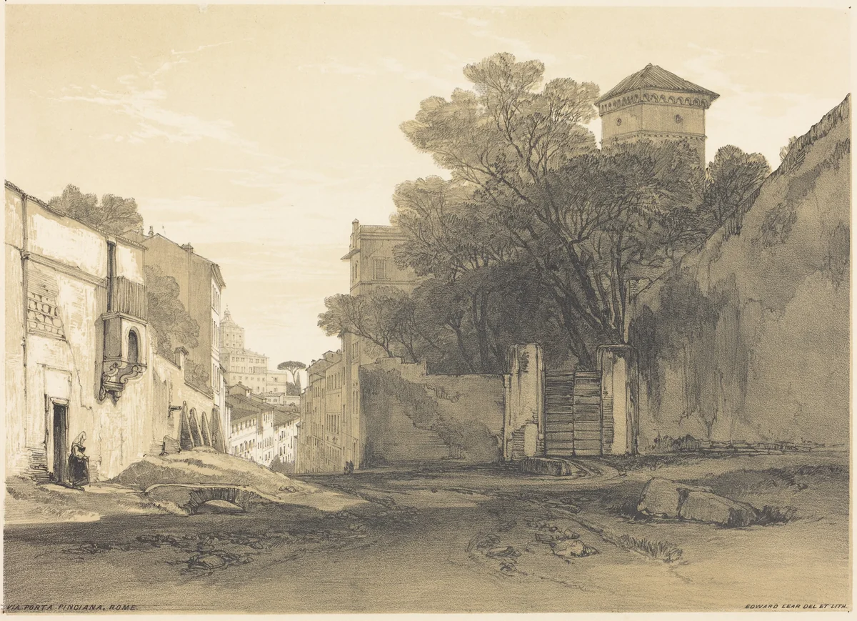 Via Porta Pinciana, Rome by Edward Lear, print, 1812-1888