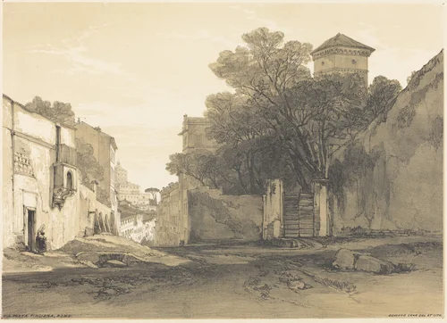 Via Porta Pinciana, Rome by Edward Lear, print, 1812-1888