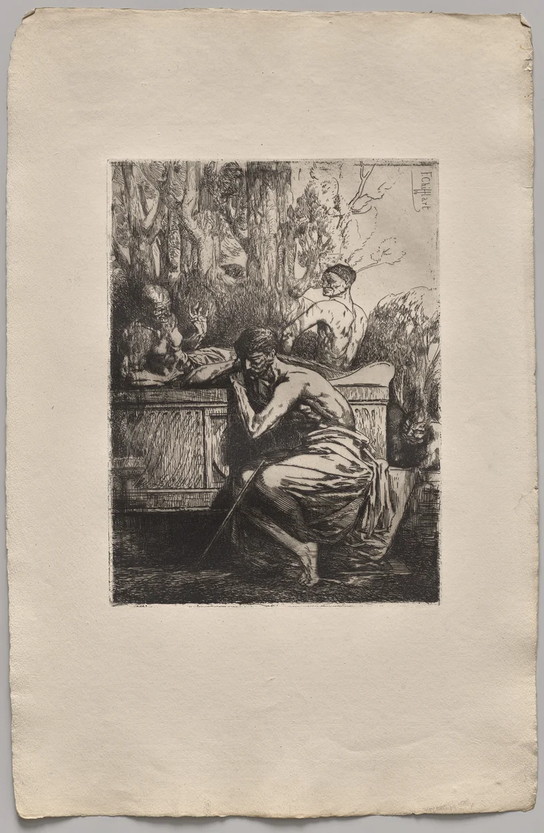 Meditation by Nicolas-François Chifflart, print, 1865