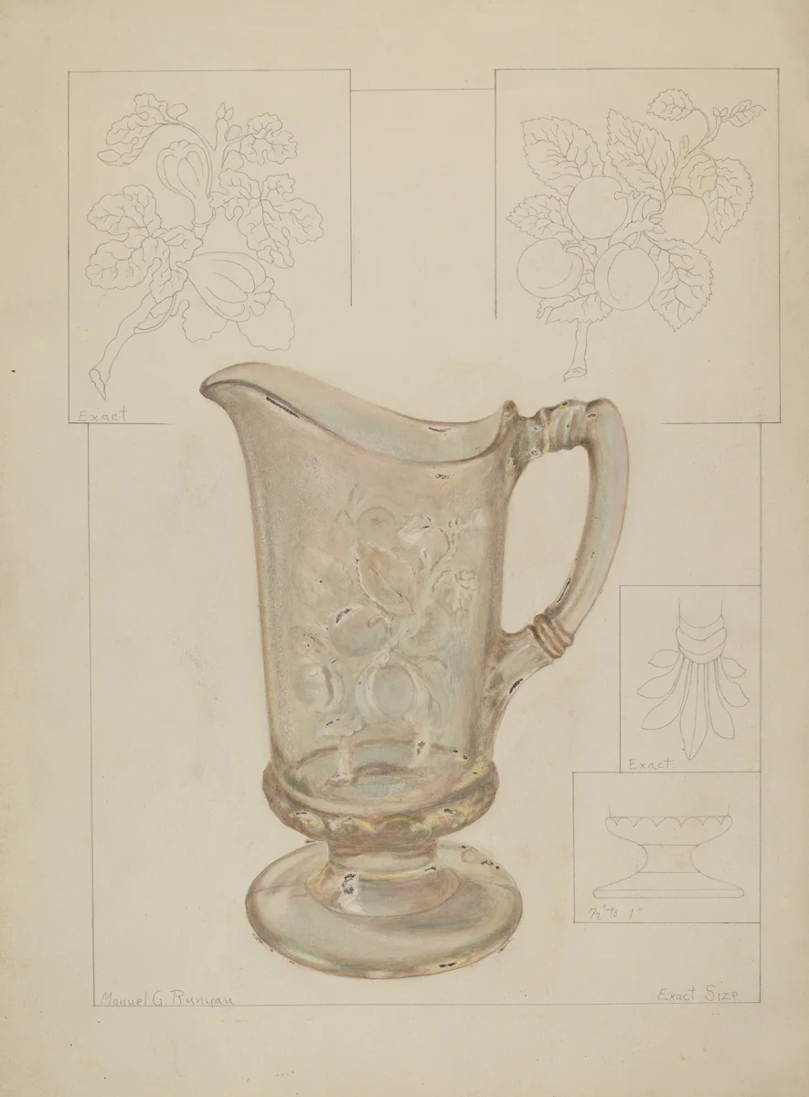 Pitcher by Manuel G. Runyan, index of american design, 1855-1995