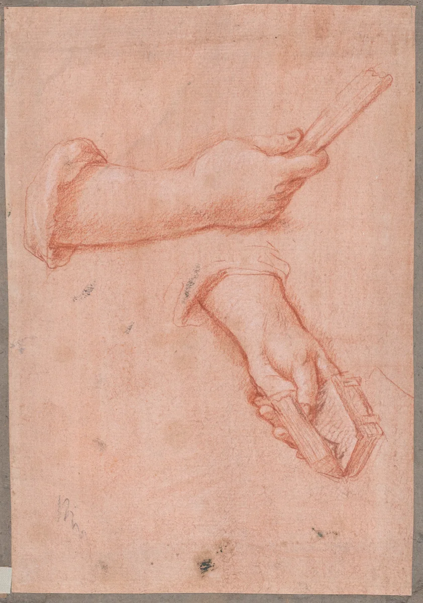 Study of Two Hands by Jacob de Wit, drawing, 1700-1775