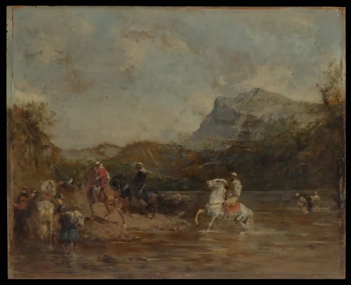 Arabs Crossing a Ford by Eugène Fromentin, painting, 1873