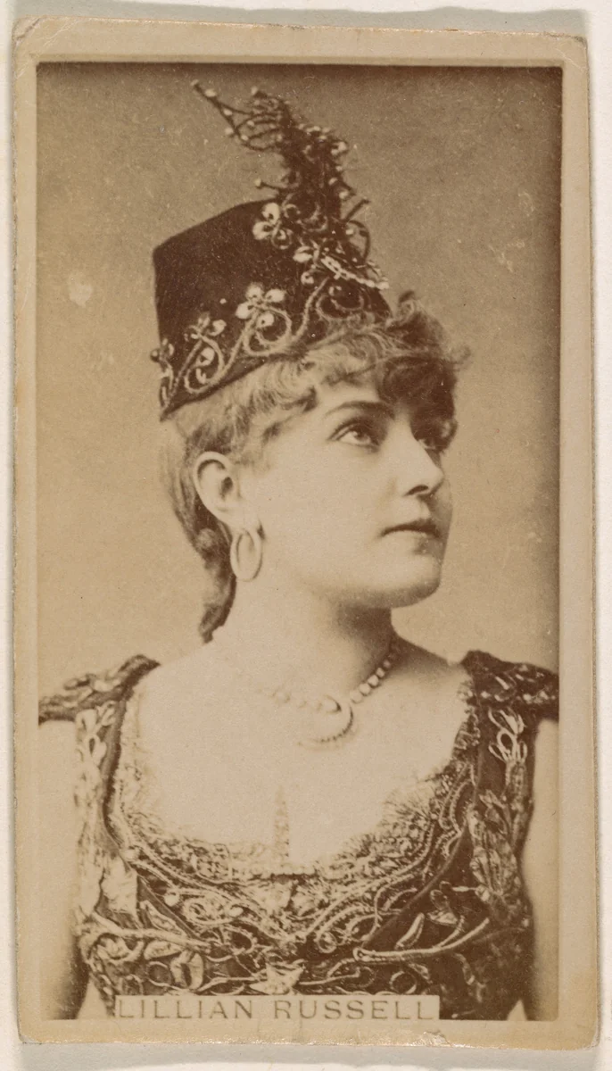 Lillian Russell, from the Actresses series (N245) issued by Kinney Brothers to promote Sweet Caporal Cigarettes by Kinney Brothers Tobacco Company, photograph, 1890