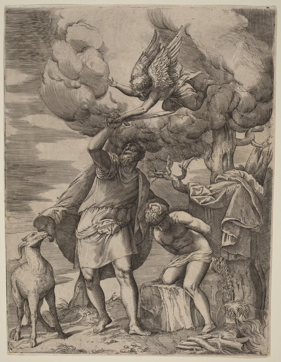 The Sacrifice of Abraham by Battista Franco, print, 1498-1561