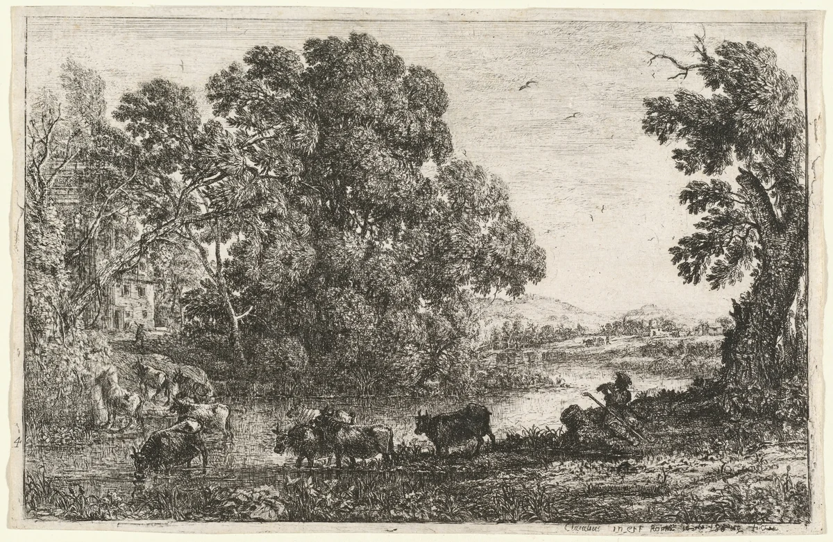 The Cowherd (Le bouvier) by Claude Lorrain, print, 1636