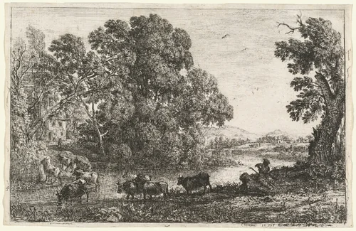 The Cowherd (Le bouvier) by Claude Lorrain, print, 1636