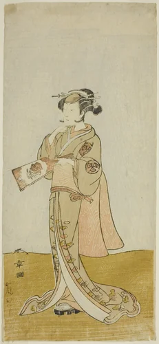 The Actor Arashi Hinaji in an Unidentified Female Role by Katsukawa Shunsho (勝川 春章), print, 1767-1777