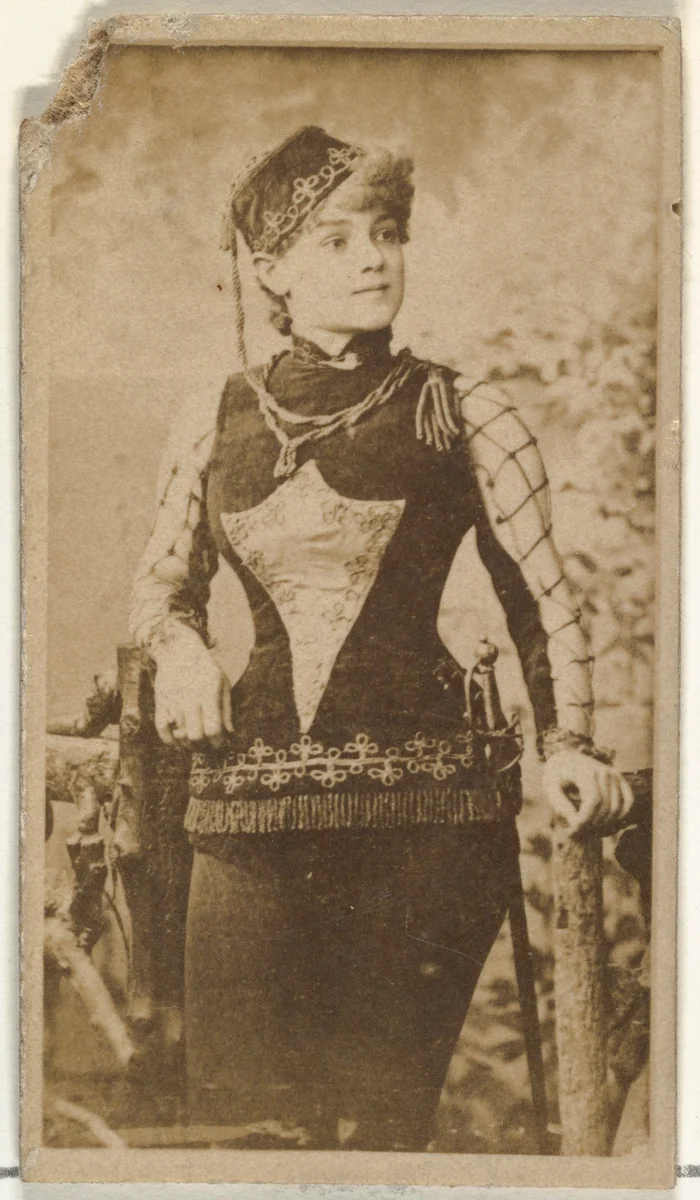 [Actress wearing fez], from the Actors and Actresses series (N145-8) issued by Duke Sons & Co. to promote Duke Cigarettes by W. Duke, Sons & Co., photograph, 1890-1895