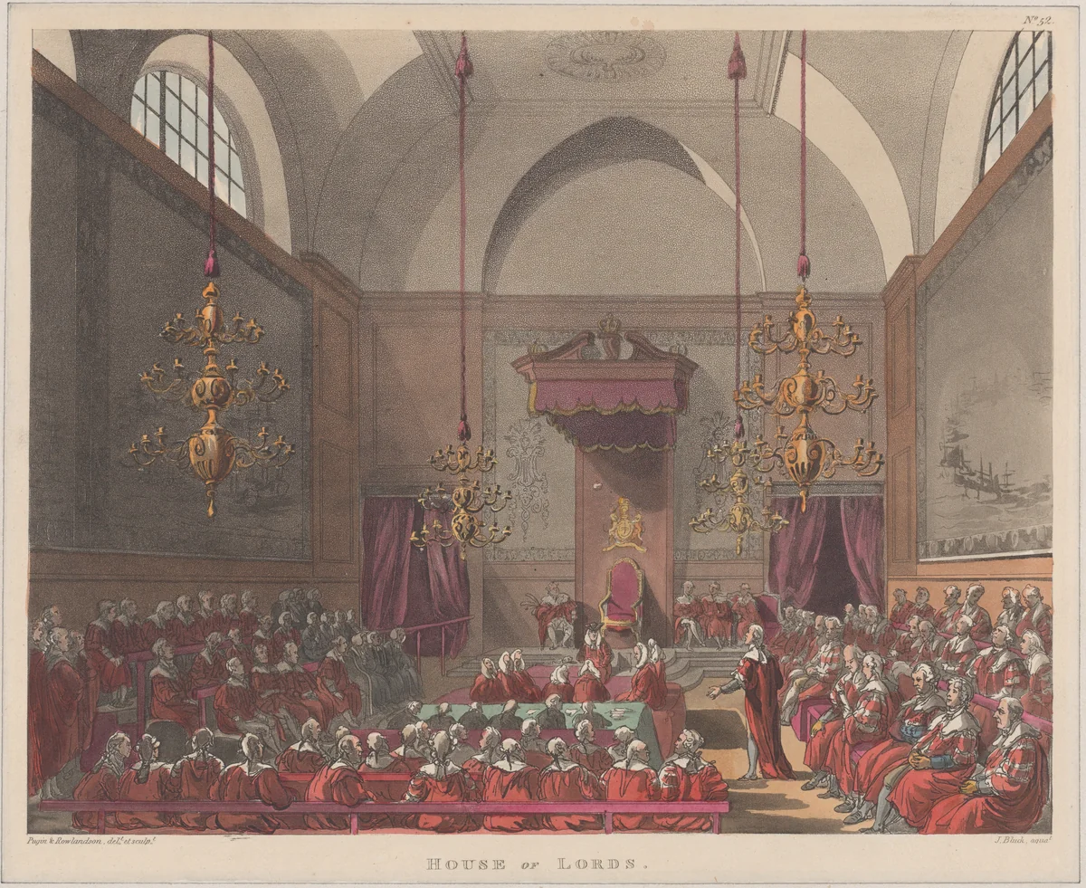 House of Lords by Thomas Rowlandson, print, 1808