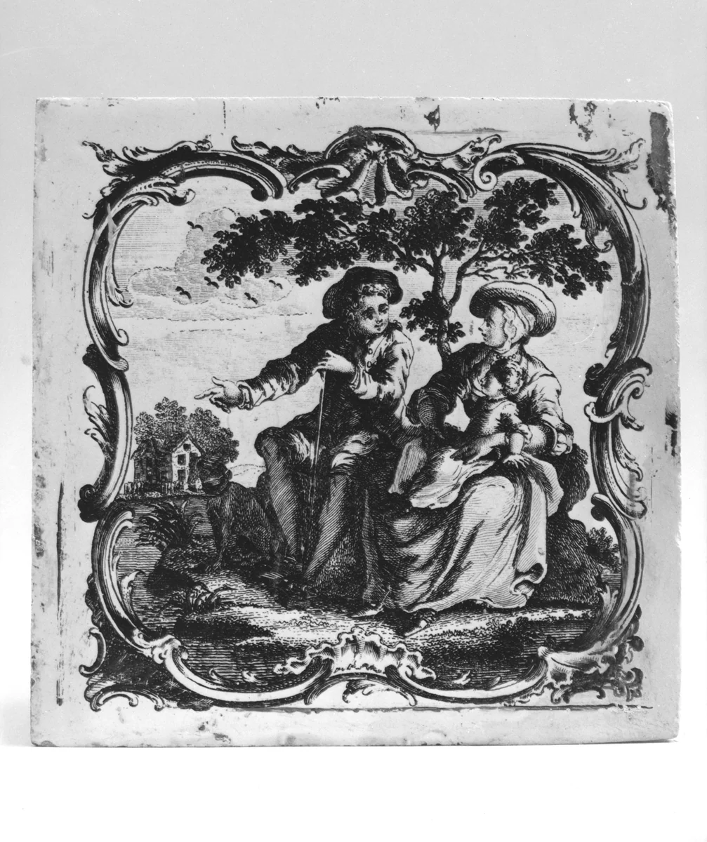 Tile by John Sadler, artwork, 1757-1761