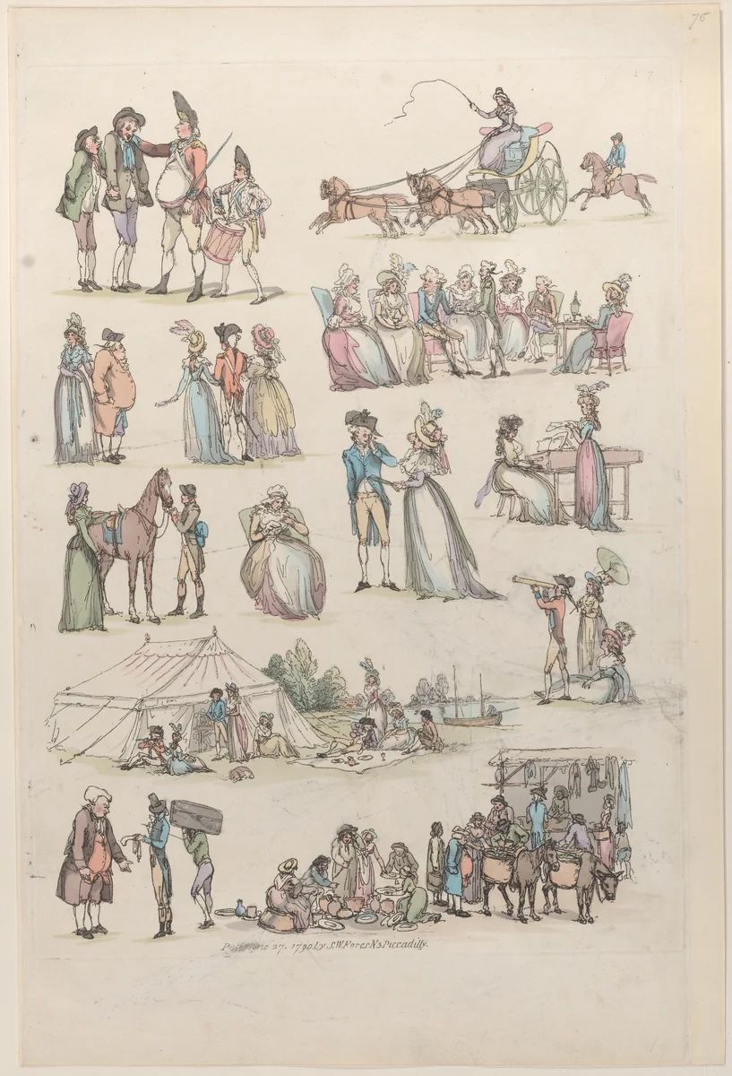 Plate 7, Outlines of Figures, Landscapes and Cattle...for the Use of Learners by Thomas Rowlandson, print, 1790