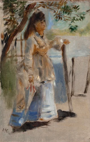 Woman by a Fence by Auguste Renoir, painting, 1866