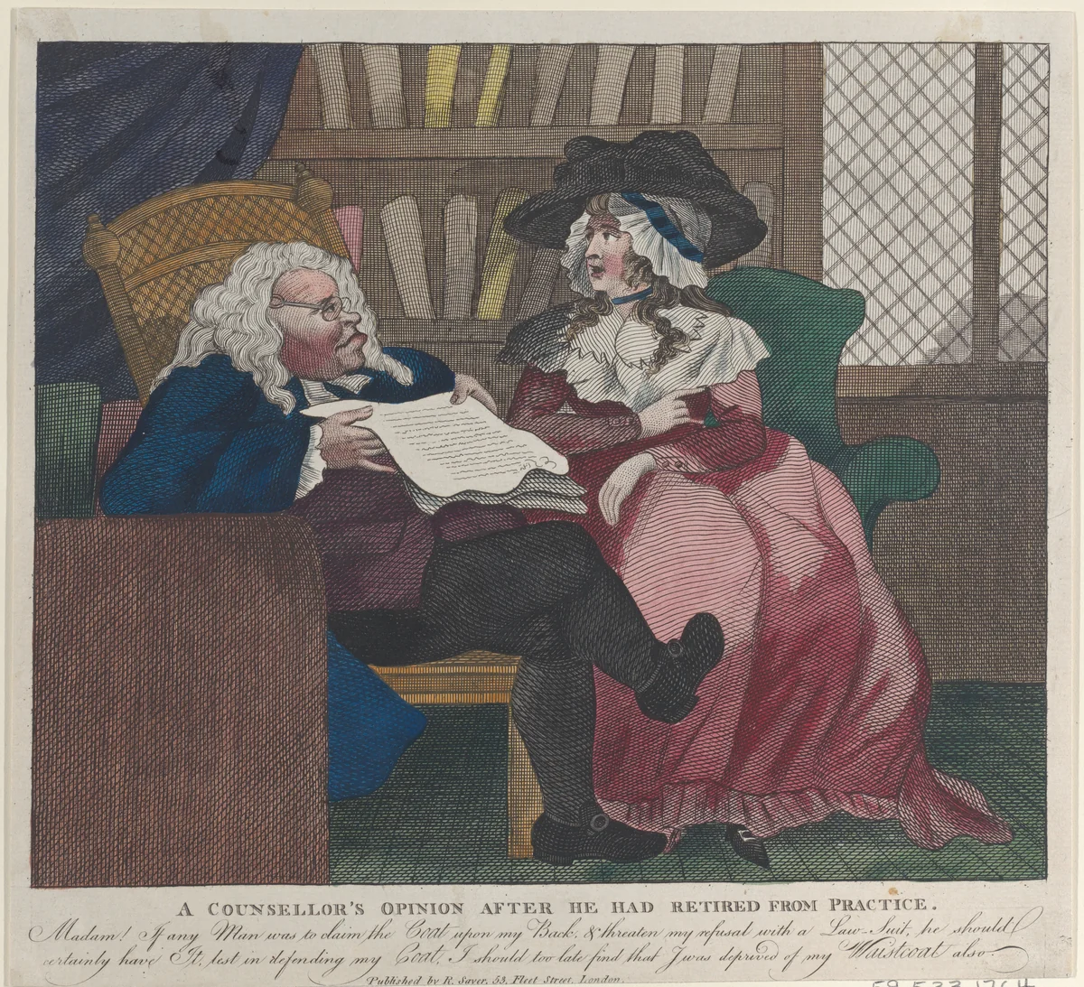 A Counselor's Opinion After He Had Retired From Practice – The Legal Consultation by Thomas Rowlandson, print, 1780-1794