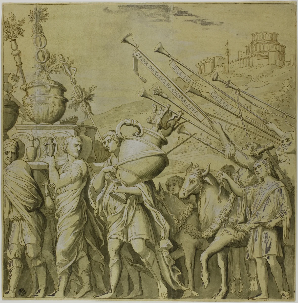 Triumphs of Julius Caesar: Canvas No. IV by Andrea Mantegna, drawing, 1700-1799