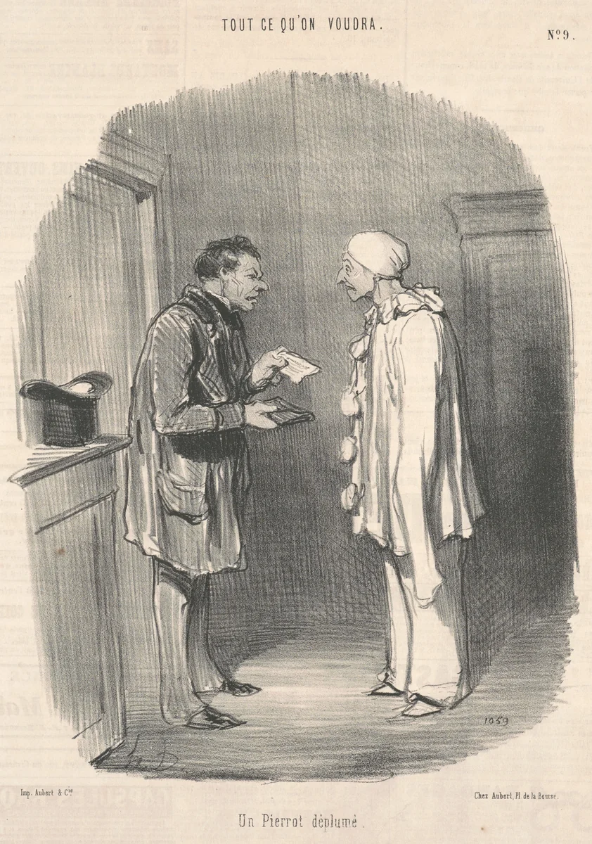 Un pierrot déplumé by Honoré Daumier, print, 1847